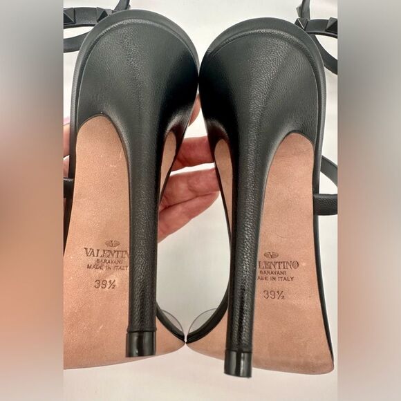 Valentino Garavani Rockstud Wrap Around 100mm Leather PVC Sandals EU 39.5 US 9.5 - Picture 8 of 10